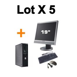 Lot de 5 Dell Optiplex 755 Desktop + Ecrans 19" 