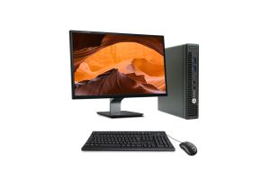 Pack PC de bureau reconditionné - HP EliteDesk 800 G2 DM + Ecran 24'' - i5 - 8Go - SSD 240Go - Windows 10