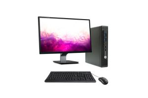 Pack pc de bureau HP EliteDesk 800 G2 USDT reconditionné + Ecran 23'' - i5 - 16Go - SSD 240Go - Windows 10